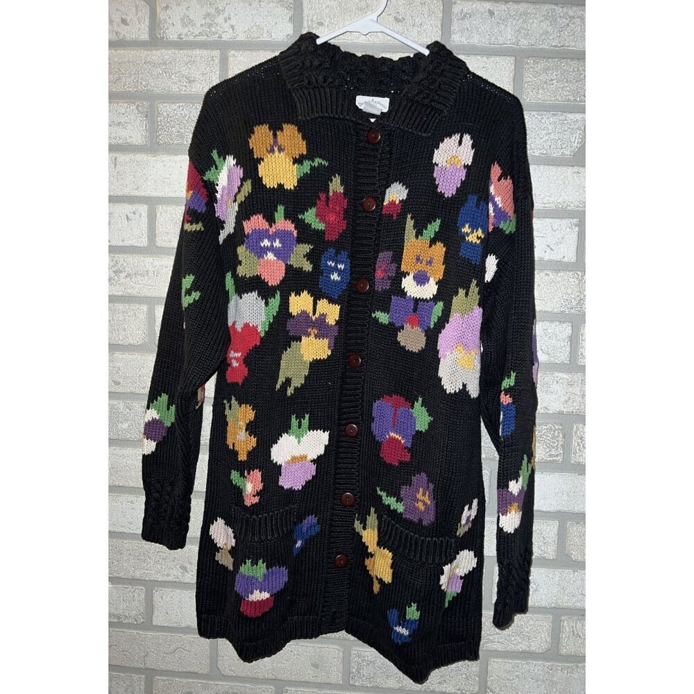 United Knitwear Vintage Floral Cardigan Size M